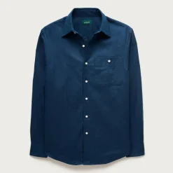 Linen-cotton blend twill shirt