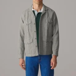 Linen-cotton blend twill shirt-jacket