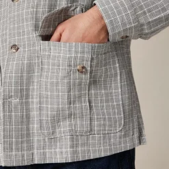 Linen-cotton blend twill shirt-jacket