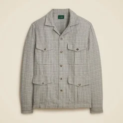 Linen-cotton blend twill shirt-jacket