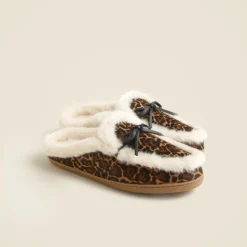 Lodge mules in leopard-print calf hair