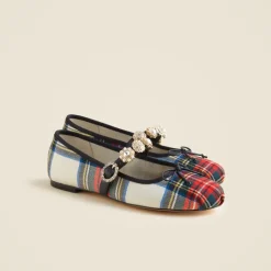 Logan embellished Mary Jane ballet flats in tartan