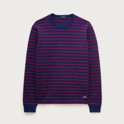 Long-sleeve crewneck in striped maritime jersey