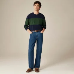Long-sleeve macropiqué cotton T-shirt in stripe