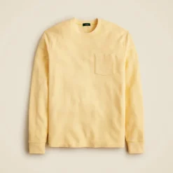 Long-sleeve macropiqué cotton T-shirt