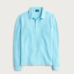 Long-sleeve macropiqué polo shirt
