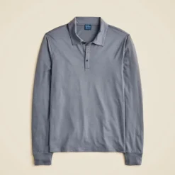 Long-sleeve merino wool polo shirt