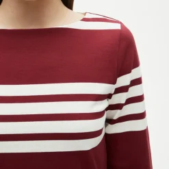 Long-sleeve mini dress in striped mariner cloth
