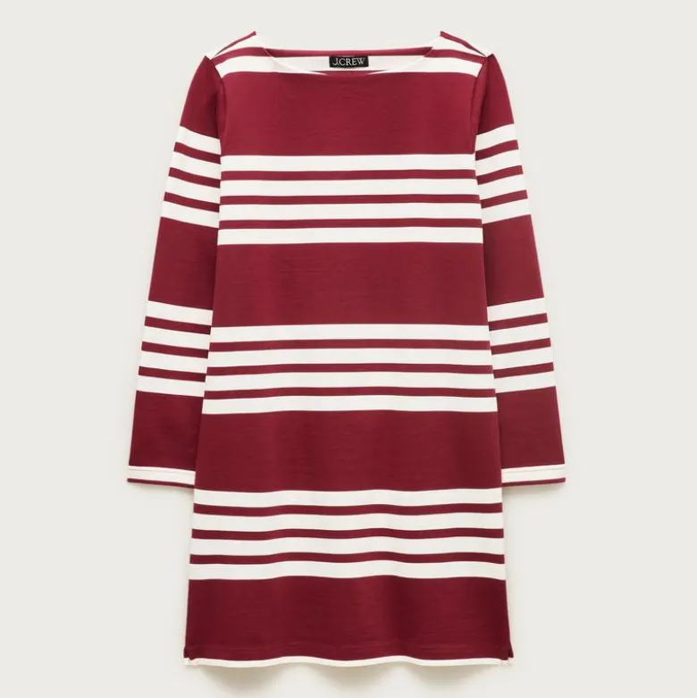 Long-sleeve mini dress in striped mariner cloth