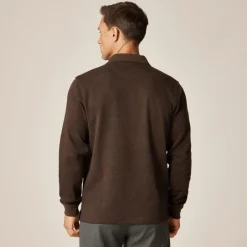 Long-sleeve polo shirt in double-knit jacquard