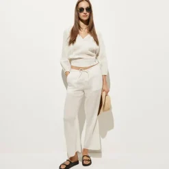 Long-sleeve tunic top in Hampton linen-blend
