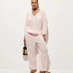 Long-sleeve tunic top in Hampton linen-blend