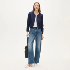 Louisa lady jacket with scalloped trim in Gramercy linen blend