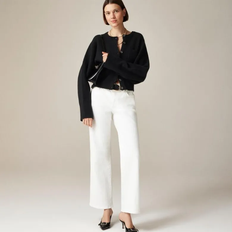 Lower-rise full-length slim-wide jean