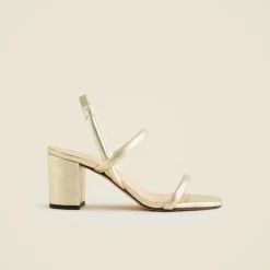 Lucie slingback block-heel sandals in metallic leather