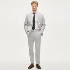 Ludlow Slim-fit double-breasted suit jacket in cotton seersucker