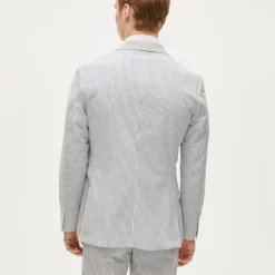 Ludlow Slim-fit double-breasted suit jacket in cotton seersucker