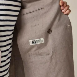 Ludlow Slim-fit double-breasted suit jacket in Irish cotton-linen blend