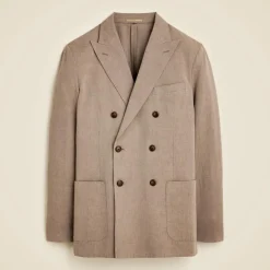 Ludlow Slim-fit double-breasted suit jacket in Irish cotton-linen blend