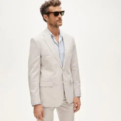 Ludlow Slim-fit suit jacket in cotton seersucker