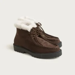 Lug-sole boots in suede