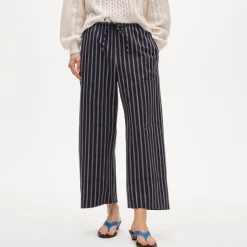 Luna pant in striped cotton poplin