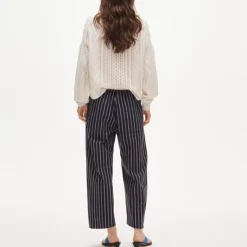 Luna pant in striped cotton poplin