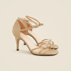 Made-in-Italy cage-toe heels in lizard-embossed leather