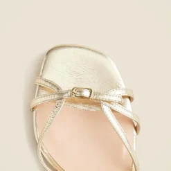Made-in-Italy cage-toe heels in metallic leather