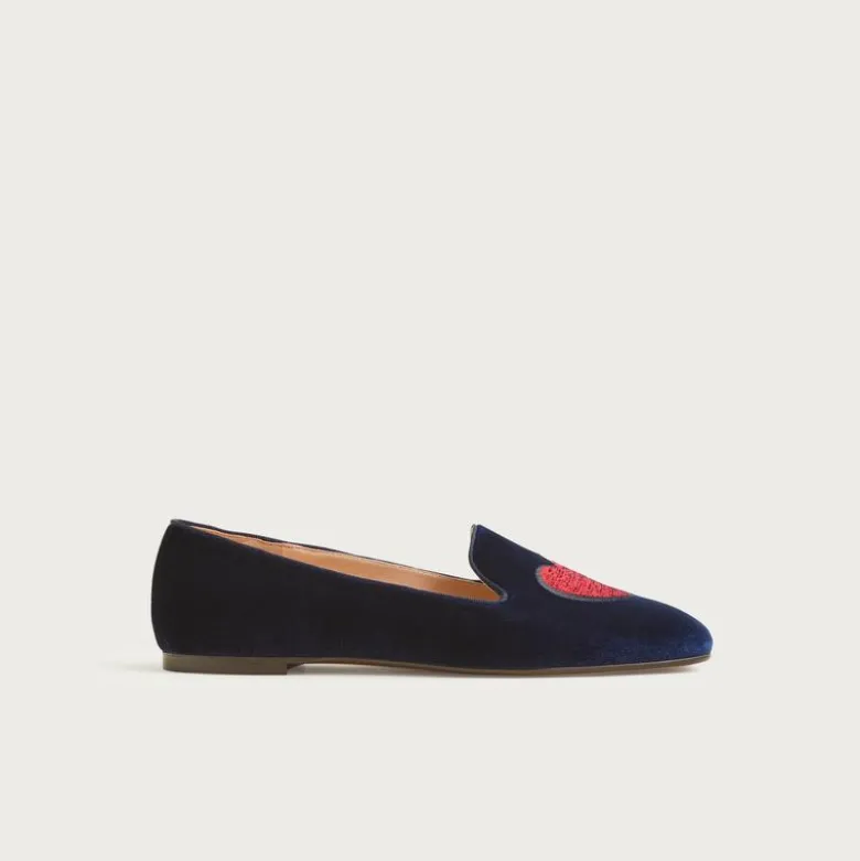 Made-in-Italy smoking slippers in embroidered velvet