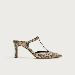 Made-in-Italy T-strap pumps in snake-embossed leather