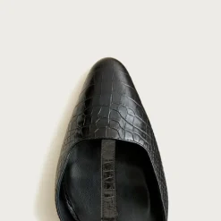 Made-in-Italy T-strap pumps in croc-embossed leather