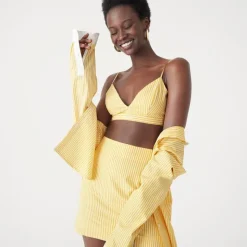 Marie Marot X J.Crew bralette top in Thomas Mason® cotton poplin