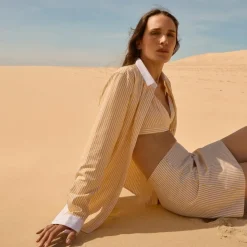 Marie Marot X J.Crew bralette top in Thomas Mason® cotton poplin