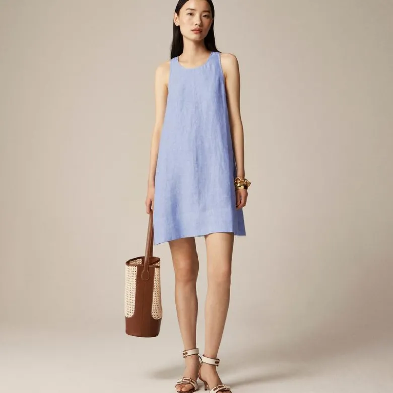 Maxine button-back dress in linen
