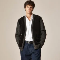 Merino lambswool cardigan with corduroy