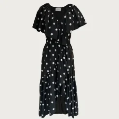 Merlette Loris dress in ikat embroidered dot