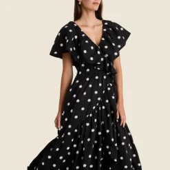 Merlette Loris dress in ikat embroidered dot