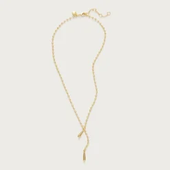 Metal beaded lariat necklace