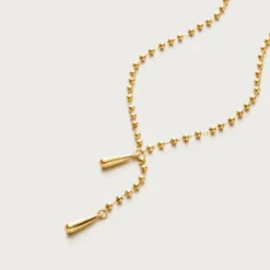 Metal beaded lariat necklace