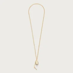 Metallic lock and key pendant necklace