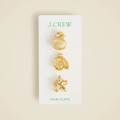 Metallic nautical claw clips three-pack