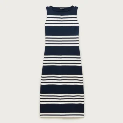 Midi dress in striped mariner cloth