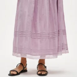 Midi skirt in embroidered dobby