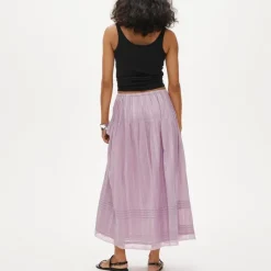 Midi skirt in embroidered dobby