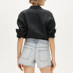 Mid-rise A-line denim short