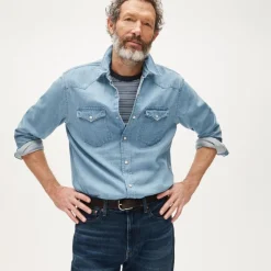 Midweight denim western shirt