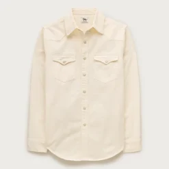 Midweight denim western shirt in ecru