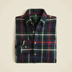 Midweight flannel shirt with button-down collar