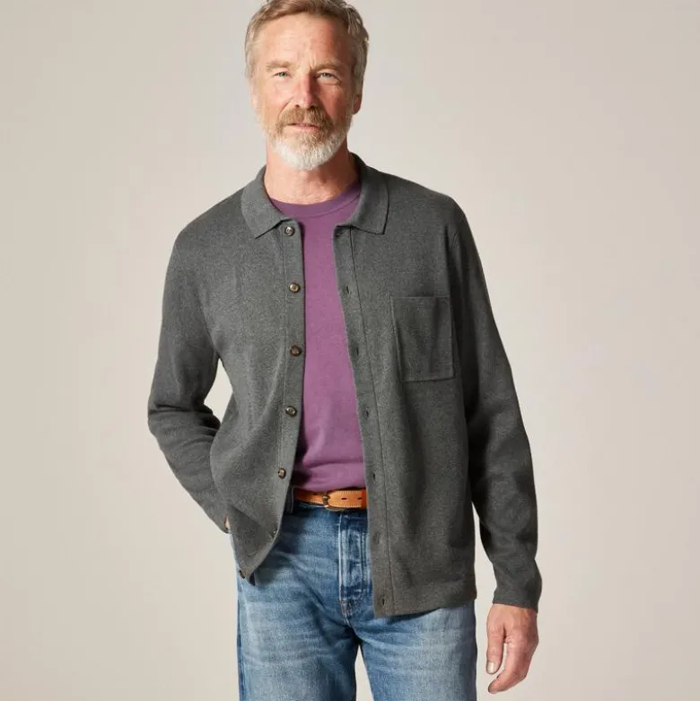 Milano-stitch polo cardigan sweater